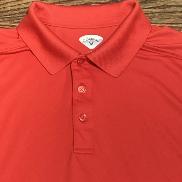 Callaway Men's Large Golf Polo Red Short Sleeve Shirt 100% Polyester Logo - Picture 2 of 5